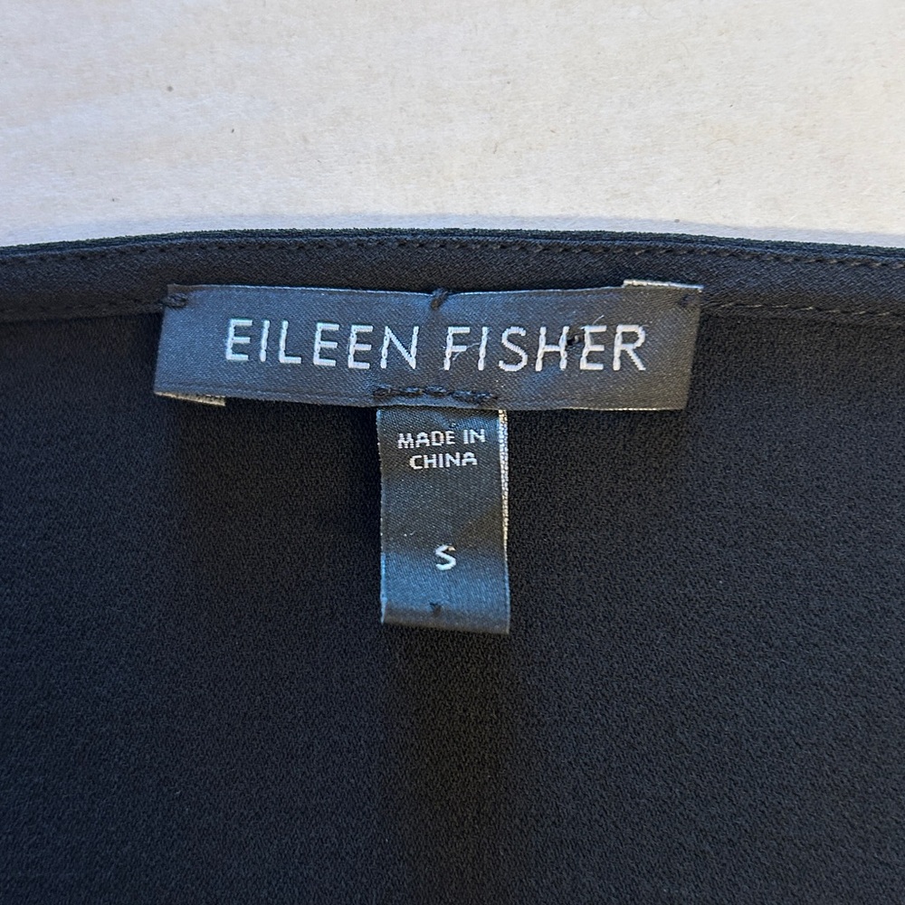 Eileen Fisher 100% Silk Georgette Black Unlined Sleeveless Dress Sz S - Picture 6 of 10